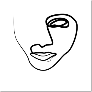 Face Line Art Black Posters and Art